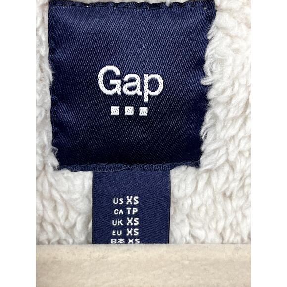 Gap Vest Womens XS open front Faux Suede Waterfall Casual Sherpa‎ Tan - Picture 5 of 7